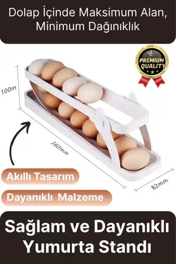 Premium Yer Tasarruflu Saklama Kabı Organizeri Plastik 2 Katlı Otomatik Buzdolabı Yumurta Standı