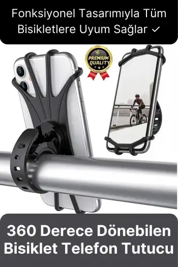 Premium Sök Çıkar 360 Derece Dönebilen Ayarlanabilir Bisiklet Motosiklet Scooter Telefon Tutucu