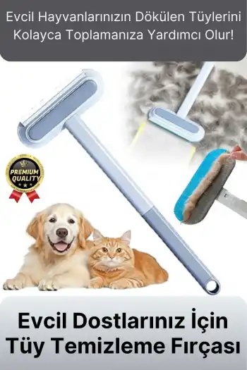 Çok Amaçlı Çift Taraflı Uzun Saplı Koltuk Halı Hijyeni Kedi Köpek Evcil Hayvan Tüy Temizleme Fırçası