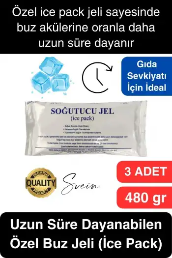 3 Adet 480 gr Soğutucu Jel Poşet Buz Aküsü Yolculuk Seyahat Yiyecek İçin Uygun Uzun Süre Dayanım