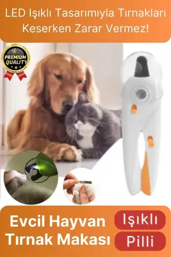 Çok Amaçlı Sıçrama Koruyucu Pilli Kedi Köpek Kuş Evcil Hayvan Ledli Işıklı Törpülü Tırnak Makası