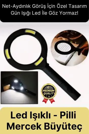Özel Üretim Konforlu Plastik Pilli Gün Işığı Smd Led Işıklı El Büyüteç Okuma Yazma Mercek 24 cm