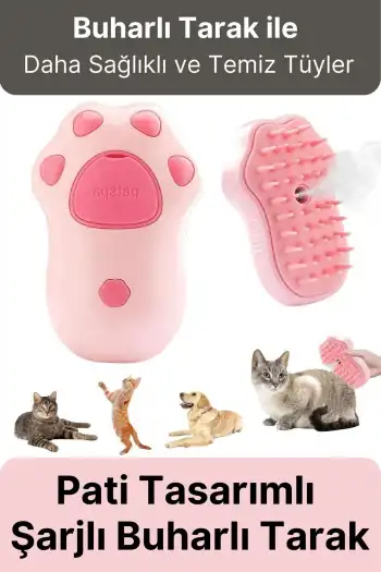 Yeni Seri Tüy Bakımı Pati Desenli Şarjlı Su Hazneli Doldurulan Kedi Köpek Evcil Hayvan Buharlı Tarak