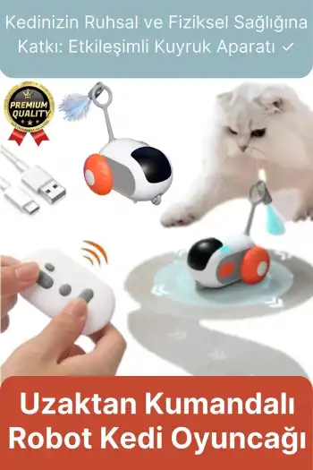 Yeni Nesil Şarjlı Renkli Kuyruk Aparatlı Eğlenceli Akıllı Uzaktan Kumandalı Robot Kedi Oyuncağı