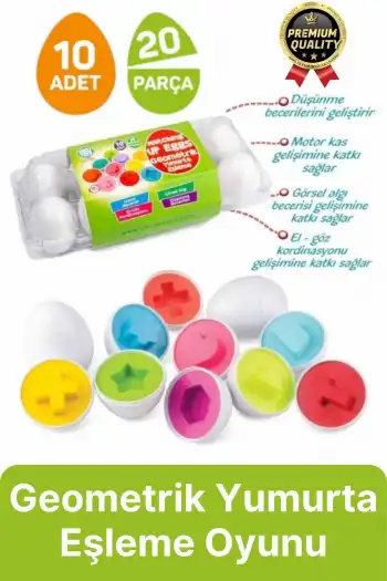 Yeni Nesil Eğitici Öğretici El Göz Kordinasyonu Çocuk Bebek Geometrik Yumurta Eşleme Oyunu 10lu
