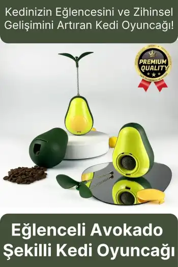 Yeni Nesil Eğlenceli Döner Mekanizmalı Avokado Şeklinde Kedi Naneli ve Mama Hazneli Kedi Oyuncağı