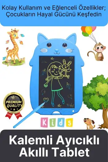 Kolay Kullanım Dayanıklı Lcd Ekran Kalemli Dijital Akıllı Ayıcıklı Yazı Boyama Çizim Tableti 8,5 Inç