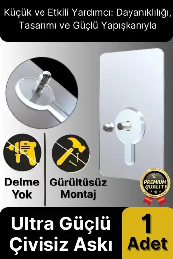 Süper Sağlam İz bırakmaz Çerçeve Tablo Banyo Mutfak Ultra Güçlü Yapışkanlı Çivisiz Askı 1 Adet