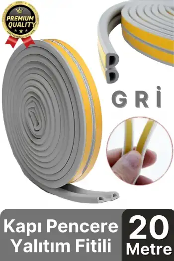 Güçlü Kendinden Yapışkanlı Kapı Pencere Soğuk Hava Geçirmez Yalıtım İzolasyon Gri Fitil 20 Metre