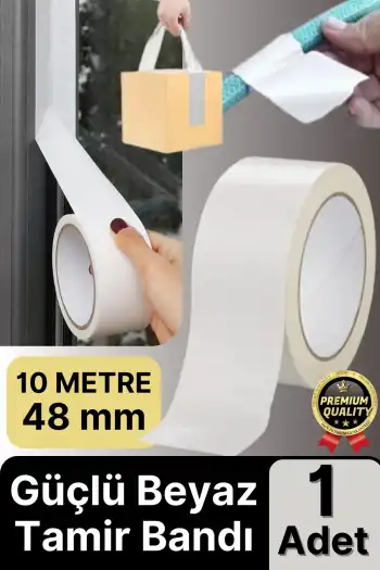 1 Adet Ekstra Güçlü Dayanıklı Su Geçirmez Sızdırmaz Yalıtım İzolasyon Beyaz Tamir Bandı 10 Mt 48 Mm