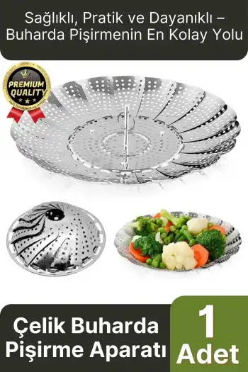 Özel Seri Katlanıp Açılabilir Paslanmaz Çelik Tencere Sebze Buharda Pişirme Haşlama Aparatı Sepeti