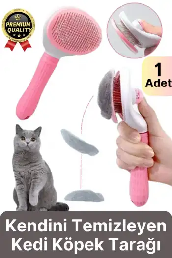 Özel Üretim Pembe Kendini Temizleyen Otomatik Tuşlu Evcil Hayvan Pet Tüy Toplayıcı Kedi Köpek Tarağı