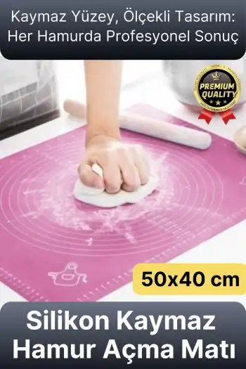 Özel Seri Isıya Dayanıklı Ölçekli Gıda Uyumlu Kaymaz Silikon Hamur Açma Yoğurma Matı Örtüsü 50x40 cm