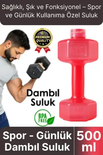 Özel Üretim Fitness Spor Okul Koşu Bpa İçermeyen Plastik Matara Günlük Pembe Dambıl Suluk 500 ml