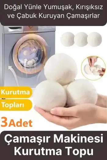 Sürtünme Engellen Kırışıklık Azaltıcı Çabuk Kuruma Yün Çamaşır Makinesi Kurutma Topu Yumuşatıcı 3lü