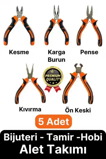 Profesyonel Bijuteri Set Dayanıklı Kıvırma Kesme Pense Yan Keski Karga Burun Hobi Alet Takımı 5 Adet
