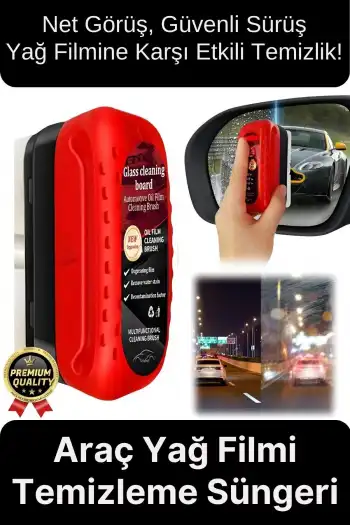 Premium Net Güvenli Görüş Yan Ayna İç Cam Yağmur Sis Buğu Engelleme Araç Yağ Filmi Temizleme Süngeri