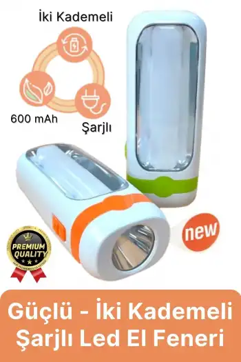 Özel Üretim Dayanıklı Güçlü Aydınlatma Taşınabilir Kamp İki Kademeli 600 mAh Şarjlı Led El Feneri