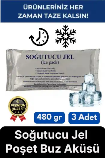 Premium Dayanıklı Güvenli Malzeme Yolculuk Seyahat Yiyecek Soğutucu Jel Poşet Buz Aküsü 480gr 3 Adet