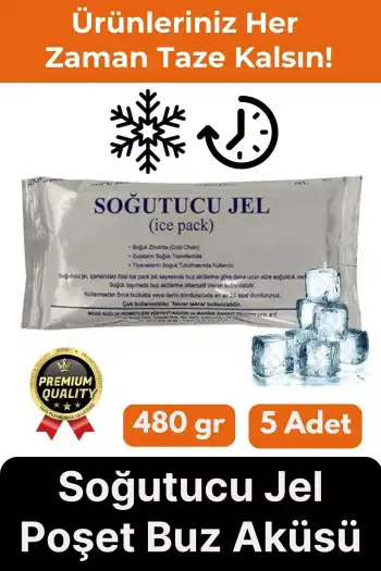 Premium Güvenli Dayanıklı Malzeme Yolculuk Seyahat Yiyecek Soğutucu Jel Poşet Buz Aküsü 480gr 5 Adet