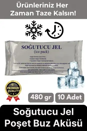 Premium Güvenli Dayanıklı Malzeme Seyahat Yolculuk Yiyecek Soğutucu Jel Poşet Buz Aküsü 480gr 10Adet
