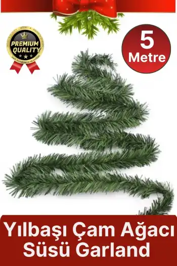 Özel Üretim Dekoratif Süsleme Yeni Yıl Ruhu Noel Yılbaşı Çam Ağacı Süsü Garland Büyük Boy 5 Metre