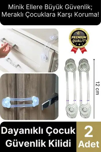 Çok Amaçlı Ayarlanır Çekmece Dolap Kapağı Koruma Aparatı Çocuk Bebek Güvenlik Kilidi 2 Adet 12 Cm