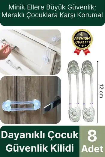Özel Üretim Ayarlanır Çekmece Dolap Kapağı Koruma Aparatı Bebek Çocuk Güvenlik Kilidi 8 Adet 12 Cm