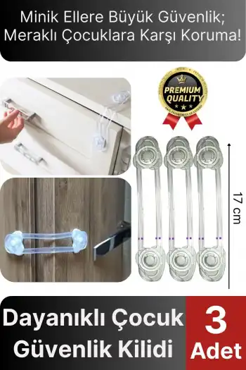 Yeni Üretim Ayarlanır Çekmece Dolap Kapağı Koruma Aparatı Bebek Çocuk Güvenlik Kilidi 3 Adet 17 Cm