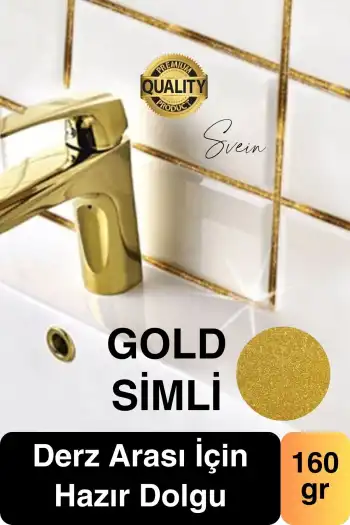 Pratik Gold Altın Sarı Simli Hazır Derz Fayans Seramik Boşluk Anında Kapatıcı Yer Cephe Yenileyici