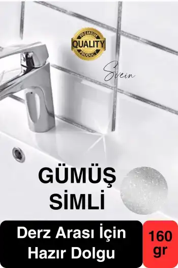 Pratik Gümüş Silver Simli Hazır Derz Fayans Seramik Boşluk Anında Kapatıcı Yer Cephe Yenileyici