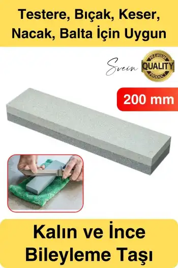 Premium Bıçak Bileme Taşı Çift Taraflı 200 mm Kaba ve İnce Dikdörtgen Biley Testere Nacak Satır