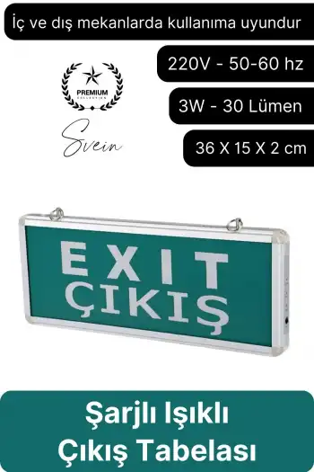 Işıklı Düz Çift Yönlü Acil Çıkış Exit Tabelası Şarjlı Yönlendirme Parlayan Armatür Uyarı Levhası