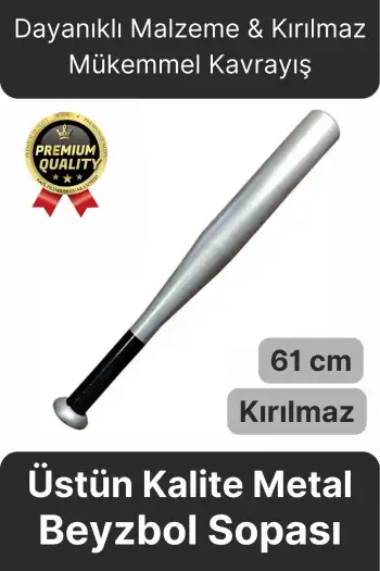 Özel Üretim Dayanıklı Malzeme Kırılmaz Mükemmel Kavrayış Metal Gri 61 Cm Baseboll Beyzbol Sopası