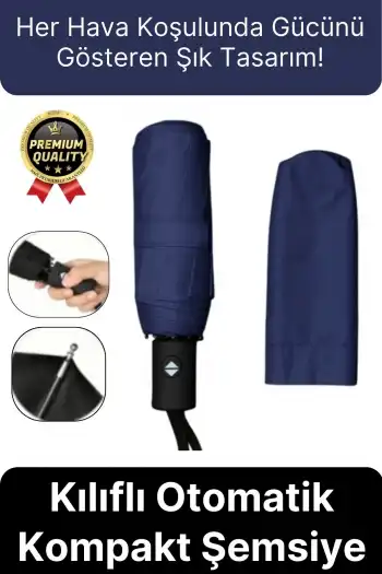 Özel Üretim Rüzgara Dayanıklı Su Geçirmez Konforlu Sağlam 8 Telli Kılıflı Otomatik Kompakt Şemsiye