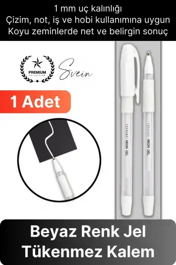 #BeyazJelKalem Özel Beyaz Renk Jel Mürekkepli Tükenmez Kalem Çizim Not İş Yazı Kalemi Arkadaşa Öğretmen Hediye 1 mm