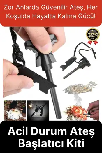 Çok Amaçlı Ateş Başlatıcı Deprem Kamp Acil Durum Magnezyum Çubuk Çakmaktaşı Hayatta Kalma Kiti