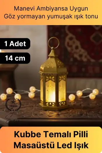 #LedIşık Masaüstü Led Işık Ramazan Özel Seri Pilli Plastik Gold Renk Kubbe Tasarım Dekoratif
