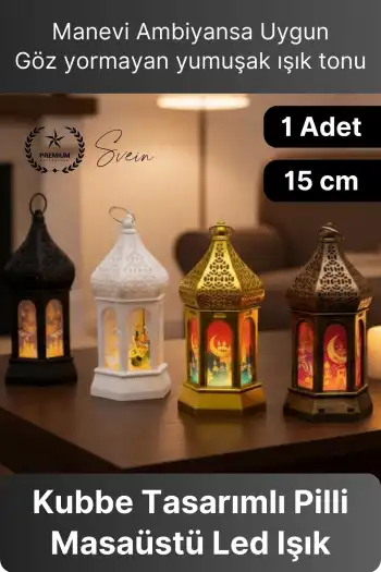 #Lamba Led Işıklı Dekoratif Asılabilir Plastik Fener Ambiyans Aydınlatma Kubbe Tasarım 15 cm Pilli