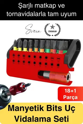 #Vidalama Rodex Manyetik Bits Uç Vidalama Çelik Tornavida Seti Kutulu 18+1 Parça 1/4 Hex Çok Amaçlı
