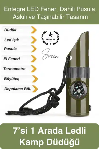 #KampDüdüğü 7’si 1 Arada Acil Durum Düdüğü Kamp Pusulalı Fenerli Deprem Outdoor Hayatta Kalma Afet