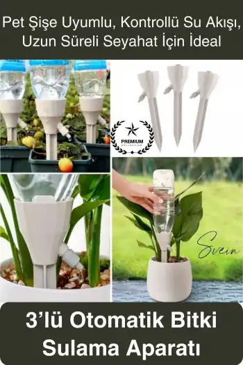 #BitkiSulama 3lü Otomatik Bitki Sulama Aparatı Pet Şişe Uyumlu Kontrollü Akış Saksı Toprak Bakım