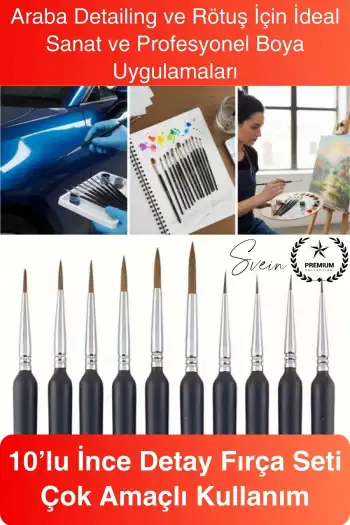 #Fırça 10lu İnce Detay Fırça Seti Rötuş Araba Detailing Hobi Temizlik Maket Boyama Seti Profesyonel