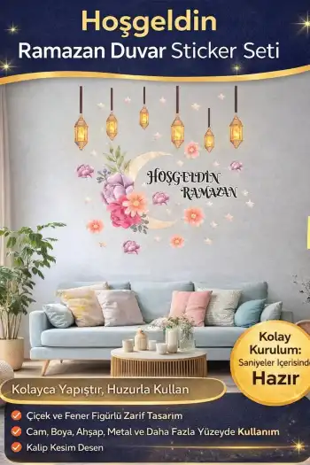 #RamazanSticker Dekoratif Yapıştırılabilir Çıkarılabilir Hoşgeldin Ramazan Motifli Duvar Sticker