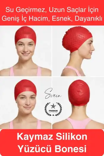 #Bone Su Geçirmez Kaymaz Silikon Yüzücü Bonesi Yüzme Şapkası Uzun Saç Yetişkin Esnek Havuz Deniz