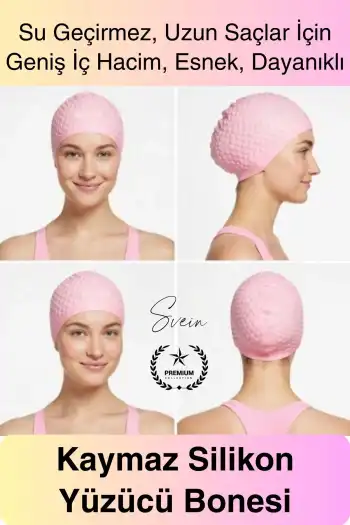 #Bone Su Geçirmez Kaymaz Silikon Yüzücü Bonesi Yüzme Şapkası Uzun Saç Yetişkin Esnek Havuz Deniz