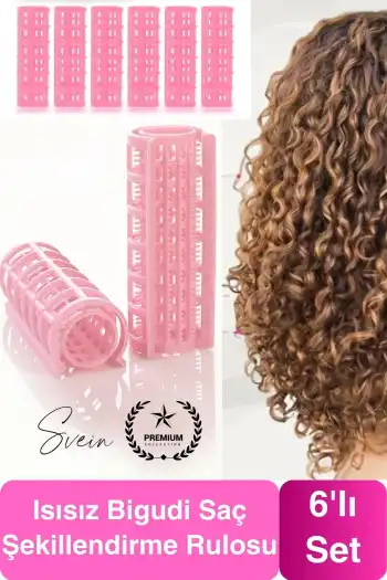 #Bigudi 6lı Saç Şekillendirme ve Hacim Veren Saç Maşası Seti Bigudi Rulosu Isısız Hızlı Dalgalı
