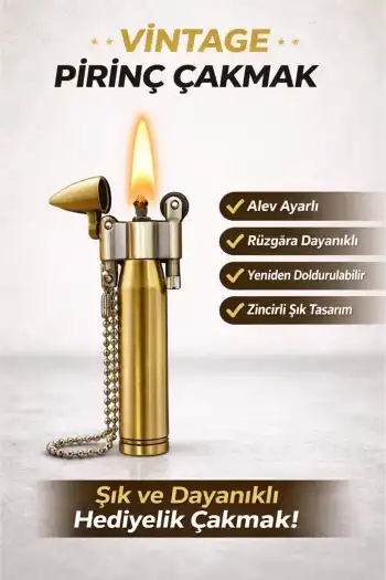 #Çakmak Vintage Koleksiyonluk Estetik Hediye Klasik Şık Saf Pirinç Gövde Kurşun Tasarımlı Çakmak