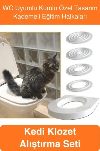 #Kedi Kedi Klozet Alıştırma Seti WC Uyumlu Kum Kabı Tuvalet Eğitim Aparatı Yavru & Yetişkin İçin