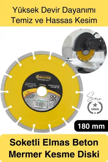 #MermerKesici 180 mm Soketli Elmas Beton Kesme Diski Profesyonel Mermer Seramik Taş Fayans Granit